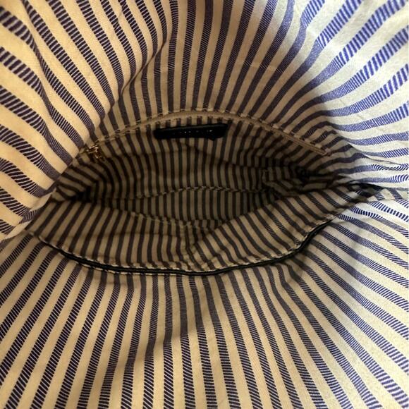 Moda Luxe Palermo Clutch NEW Stitch Detail Vegan Leather in Black w/ Gold Chain - Picture 4 of 11